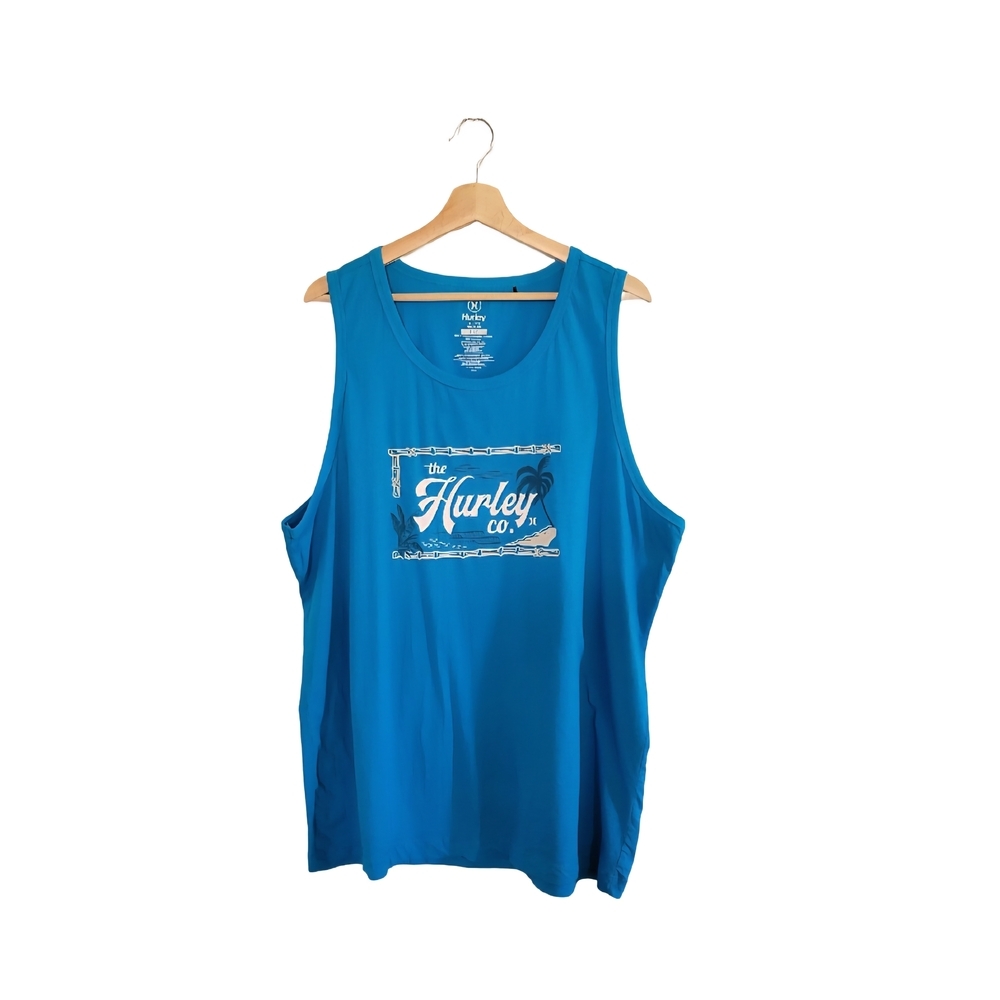 HURLEY Mens Large Blue Graphic Tank Cotton Surf/Skate Style
